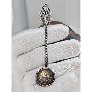 950 Silver - Peru - Handmade Coin/Spoon - Llama (Heavy Tarnish)